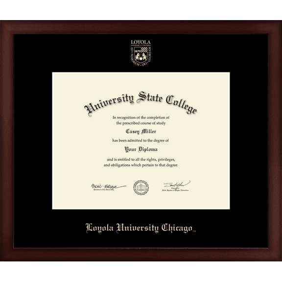 Loyola University Chicago Diploma Frame, Document Size 11" x 8.5"
