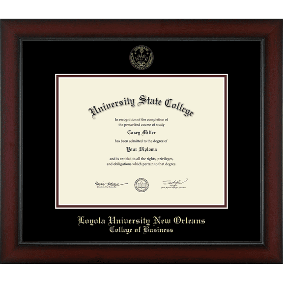 Loyola University New Orleans College of Business Diploma Frame, Document Size 11" x 8.5"