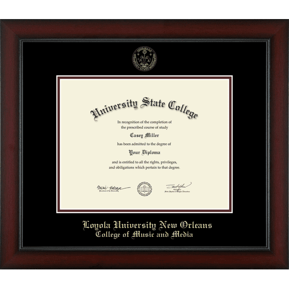 Loyola University New Orleans College of Music and Media Diploma Frame, Document Size 11" x 8.5"