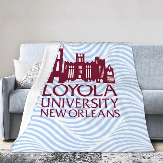 Loyola University New Orleans Logo Fleece Blanket, Very Soft Microfiber Flannel Blanket for Couch Warm and Cozy for All Seasons