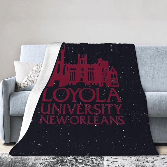 Loyola University New Orleans Logo Fleece Blanket, Very Soft Microfiber Flannel Blanket for Couch Warm and Cozy for All Seasons