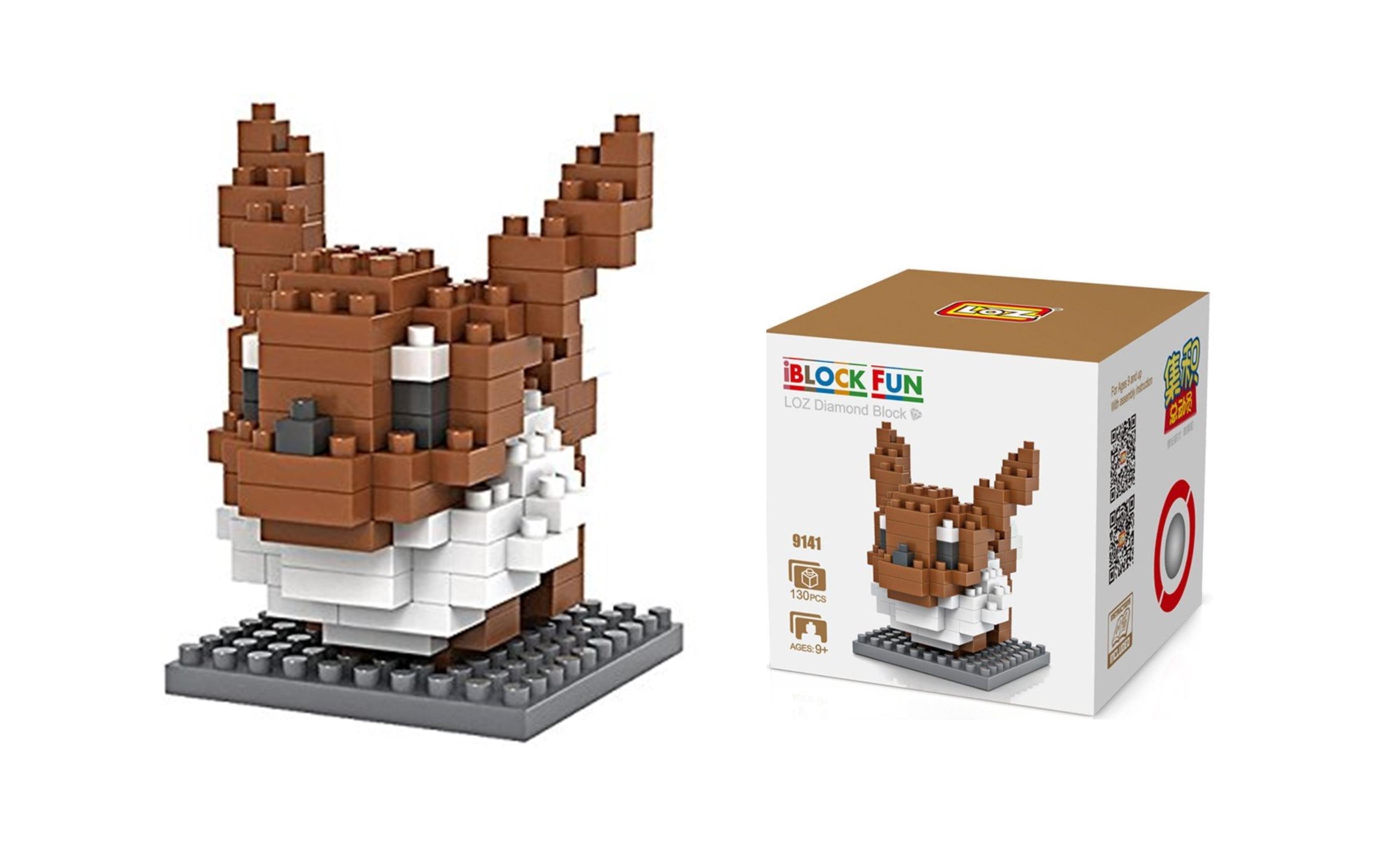 Loz Diamond Blocks Pokemon Nano Block 130 Piece Building Sets - Eevee Ages 8+