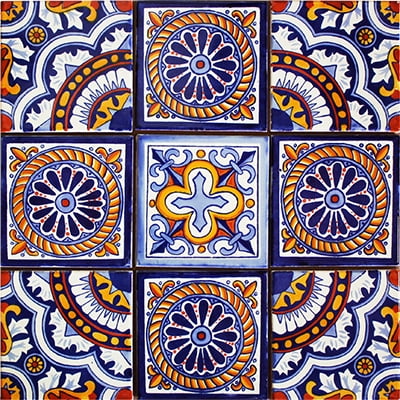 Lozoya Mexican Tile Set Backsplash Mural