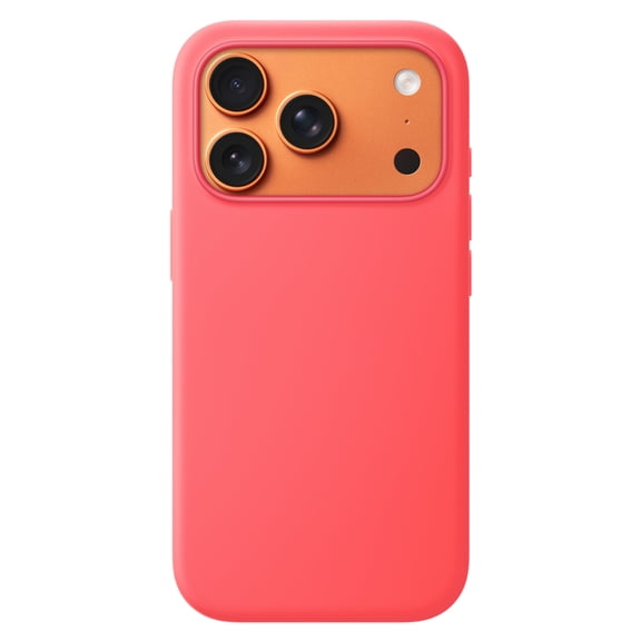 Lpalce for iPhone 17 Pro Max Silicone Case, Compatible with MagSafe and Camera Control Button,With Two Connection Points Soft-touch Slim Fit Magnetic Phone Protection Cover 6.9＂ - Bright Guava