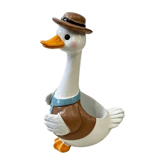 Lpmadey Cute Duck Resin Planter Decorative Flower Pot Adorable Duck Succulent Plant Container for Home Desk Office Garden Decor