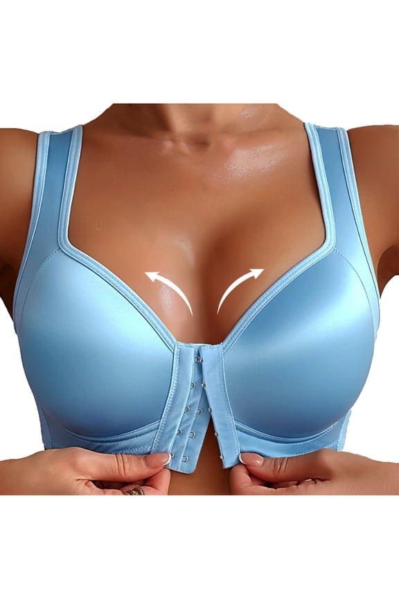 Front Closure Bra for Women Push Up Wirefree Wide Straps Everyday Bras Full Coverage Back Support Bra