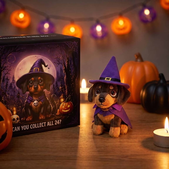Lpmadey Halloween Advent Calendar 2026  24 Days Cute Dachshund Dog Mini Acrylic Figurines, Spooky Countdown Surprise Box, Holiday Party Favors & Collectible Gift Set