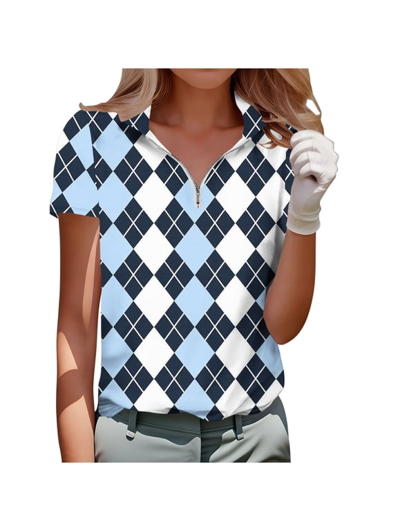 Polo Shirts for Women Summer Short Sleeve Quarter Zip Pullover Business Casual Golf Shirt for Sports