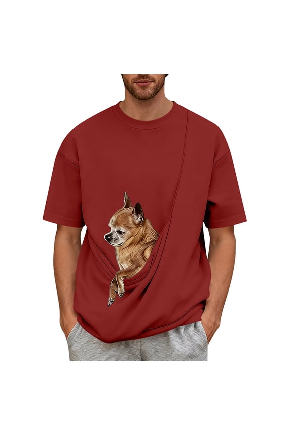 Unisex Pet Pouch Crewneck T-Shirt Hands-Free Dog Cat Carrier Short Sleeve Top Casual Loose Pet Walking Tee