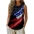 thumbnail image 1 of Lpmadey Women's 4th of July American Flag Tank Top, Butterfly Cross Print Sleeveless Blouse, Loose Pleated Casual Summer Top, 1 of 5