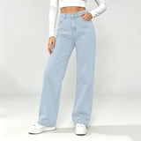Jean Leg Sticker Lpmadey Women's High Waist Wide Leg Jeans Button Fly Straight Leg Denim ...