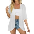 thumbnail image 1 of Lpmadey Women's Sheer Chiffon Kimono Cardigan, 3/4 Sleeve Open Front Beach Cover Up, Lightweight Summer Vacation Shrug, S-XXL, 1 of 7