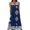 thumbnail image 1 of Lpmadey Womens Fashion Print Sleeveless V Neck Plus Size Sundress Casual Button Front Flowy Summer Beach Dress, 1 of 4