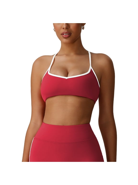 Womens Sweetheart Square Neck Sports Bra Color Block Sports Bras Seamless Adjustable Spaghetti Straps Workout Gym Bra