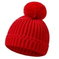 thumbnail image 1 of LpwkSSA Baby Solid Color Knitted Woolen Hat for Boys and Girls Winter Solid Color Knitted Hat for Babies (Red,0 Months), 1 of 3