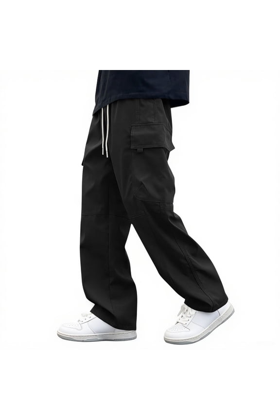 Boys' Jogger Pants Fall Winter Mid Size Casual Solid Color WaterProof Pants Soft Loose Straight Leg Sports Pants Black 9 Years