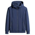 thumbnail image 1 of LpwkSSA Casual Loose Hooded Coat for Man Solid Zipper Soft Cotton Material Large Pockets Design Streetwear Style For Daily Wear Comfortable Fit Blue XXL, 1 of 2