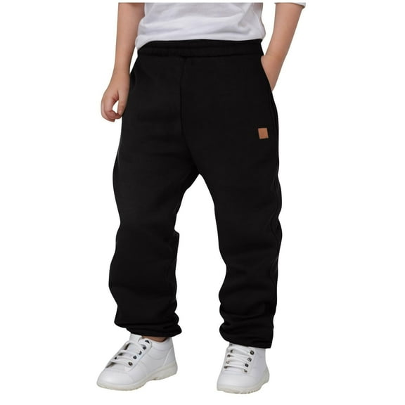 LpwkSSA Children's Sports Pants Clothing Velvet Pants Western-style Warm Casual Pants Winter Styles Full Length Pants Black 130