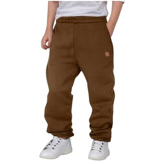 LpwkSSA Children's Sports Pants Clothing Velvet Pants Western-style Warm Casual Pants Winter Styles Full Length Pants Brown 140