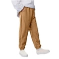 thumbnail image 1 of LpwkSSA Children's Sweatpants Elastic Waistband with Pockets Solid Color Ankle Cuffs Mid Size Fashion Casual Pants Yellow 4 Years, 1 of 5