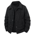 thumbnail image 1 of LpwkSSA Corduroy Coat for Men Solid Color Long Sleeved Turndown Collar With Thick Fleece For Warmth And Fashionable Casual Jacket Black XXL, 1 of 7