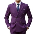 thumbnail image 1 of LpwkSSA Double-breasted Suit Coat Casual Stylish Jacket Fashion Lapel Pocketed Long Sleeve Men’s Outerwear for Wedding Party Daily Wear Formal Events Purple M, 1 of 3