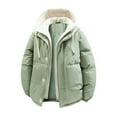 thumbnail image 1 of LpwkSSA Down Hooded Jacket for Man Windproof Thicken Couple Winter Warm Coat Solid Color Zipper Casual Puffer Jacket with Pockets Green XL, 1 of 3
