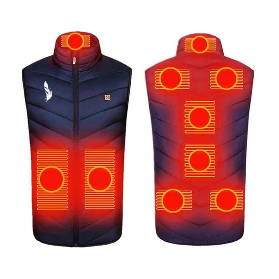 LpwkSSA Electric Heated Vest For Men Three Control 9 zone with Power Bank USB Rechargeable Washable Heated Sleeveless Coat Outdoor Waistcoat Vest Navy XXL