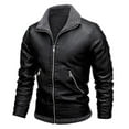 thumbnail image 1 of LpwkSSA Fashion Leather Jacket for Men Solid Color Stand Collar Motorcycle Zipper Coat Long Sleeve Hoodless Faux Leather Outerwear Jackets Black M, 1 of 9