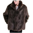 thumbnail image 1 of LpwkSSA Fashion Winter Jacket for Men Vintage Leather Long Sleeve Winter Solid Color Stand Collar Club Windproof Leather Coats for Dily Wear Brown XL, 1 of 4