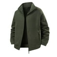 thumbnail image 1 of LpwkSSA Fleece Jackets for Men Winter Warm Solid Color Long Sleeved Coat with Pocket Stand-up Collar Zipper Fleece Thick Coat Green XXXXL, 1 of 6