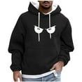 thumbnail image 1 of LpwkSSA Graphic Print Hoodie for Men Casual Long Sleeve Solid Color Pullover Drawstring Hooded Sweatshirt with Fornt Pocket Casual Sports Hoodie Black XXL, 1 of 5