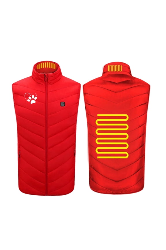 Heated Padded Vest for Men Soft Shell Three Control 2 Zone Intelligent Constant Temperature Waterproof Heating Sleeveless Coat for Winter Outdoor Red XXL