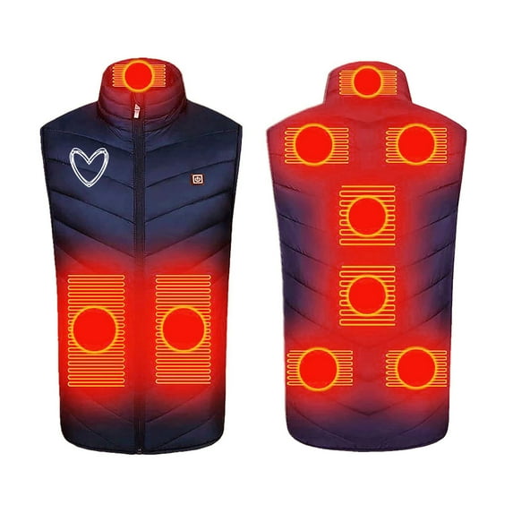 LpwkSSA Heated Puffer Coat For Men Winter Thermal Vest with 9 Heated Three Control USB Intelligent Constant Temperature Heated Windproof Plus Size Vest Navy L
