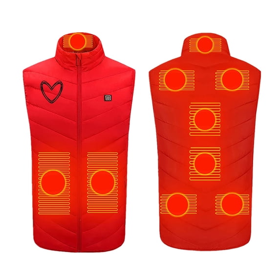 LpwkSSA Heated Puffer Coat For Men Winter Thermal Vest with 9 Heated Three Control USB Intelligent Constant Temperature Heated Windproof Plus Size Vest Red S
