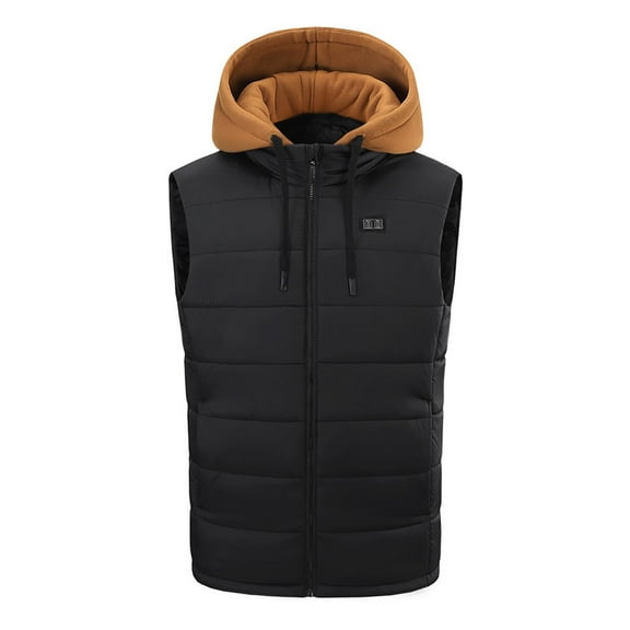 LpwkSSA Heated Vest for Men with Battery Pack Winter Warm Heating Vest with Two Control 15 Heat Zones Usb Charging Windproof Heating Jackets for Outdoor Cycling Brown XL