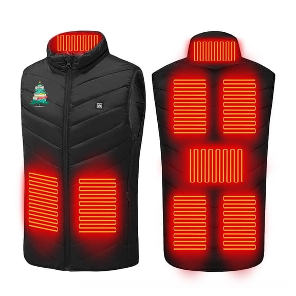 LpwkSSA Heated Vest For Men Electric One Control 8 Zone with Power Bank USB Rechargeable Washable Heated vest Outdoor Fishing Hunting Waistcoat Hiking Vest Black XXL