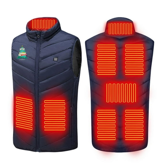 LpwkSSA Heated Vest For Men Electric One Control 8 Zone with Power Bank USB Rechargeable Washable Heated vest Outdoor Fishing Hunting Waistcoat Hiking Vest Navy XXXXL