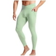 thumbnail image 1 of LpwkSSA High-Waist Pocket Sports Tight Pants Breathable Elastic Waist Comfortable Running Leggings Warm Fitness Tights Casual Outdoor Men’s Apparel Green XXL, 1 of 5