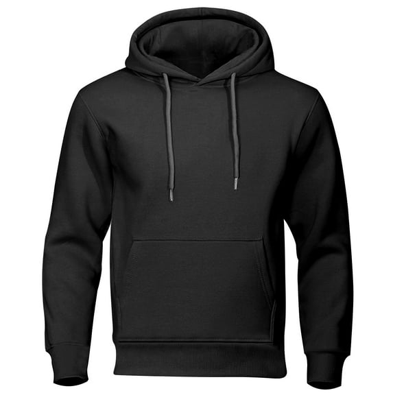 LpwkSSA Hooded Fleece Coat for Men Long Sleeve Plus Size Fleece Solid Color Stitching Drawstring Pockets Sweatshirts Sports Coat Black XL
