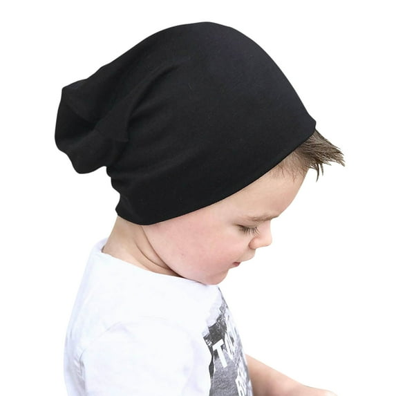 LpwkSSA Kids Toddler Winter Warm Hat Fashion Hip Hop Solid Color Comfortable Head Cap For Girls Boys (Black,Free Size)