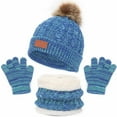 thumbnail image 1 of LpwkSSA Kids Winter Hat Scarf Gloves Set, Girl Boy Toddler Warm Thick Ski Cap Scarf Mittens Children Gift (Blue,Free Size), 1 of 6