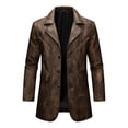 thumbnail image 1 of LpwkSSA Leather Jacket Men Long Sleeve Motorcycle Casual Fashion Coats Zip Up Turndown Collar Club Jacket Men with Pocket Brown XXXL, 1 of 9