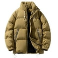 thumbnail image 1 of LpwkSSA Man Fashion Padded Coat Zipper Pocket Strap Button Leisure Solid Color Tops Long Sleeves Cotton Jacket Waterproof Jacket Great Gifts for Less Brown XXXXL, 1 of 7