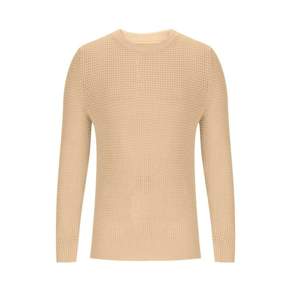 LpwkSSA Men Casual Long Sleeve Blouse Comfortable Acrylic Sweater Fashion Solid Color Stylish Design Daily Wear Suitable for Outdoor Parties Business Activities Beige S