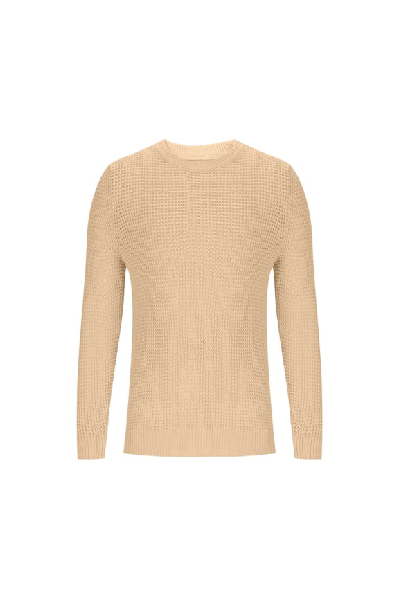 Men Casual Long Sleeve Blouse Comfortable Acrylic Sweater Fashion Solid Color Stylish Design Daily Wear Suitable for Outdoor Parties Business Activities Beige S