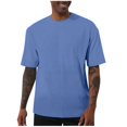 thumbnail image 1 of LpwkSSA Men Casual Round Neck Printing Pullover Fitness Sports Shorts Sleeves T Shirt Blouse Blue XXXXL, 1 of 5
