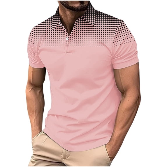 LpwkSSA Men Casual Round Neck Printing Pullover Fitness Sports Shorts Sleeves T Shirt Blouse Pink M