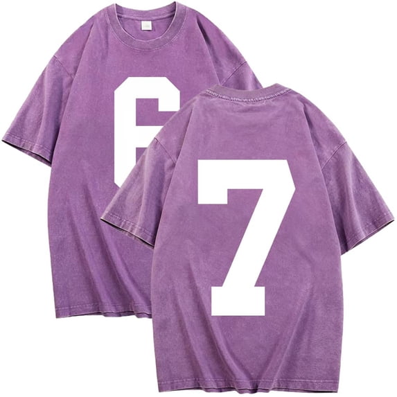 LpwkSSA Men Casual Round Neck Printing Pullover Fitness Sports Shorts Sleeves T Shirt Blouse Purple XXXXL