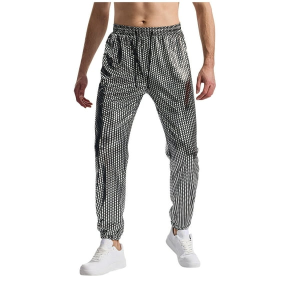 LpwkSSA Men Pants Casual Fashion Elastic Waist Solid Trousers Elastic Bottom Comfortable Long Pants Lightweight Breathable Ideal for Outdoor Daily Wear Silver XXL